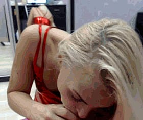 Euro Babe Gobbles Dildo Like a Champ'