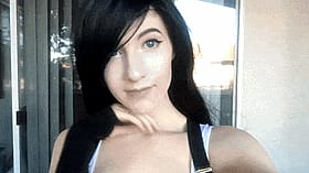 Dark-Haired Dime Flashing Her Fat Knockers'