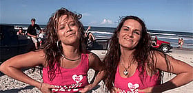 Two Horny Babes Flashin' Their Knockers'