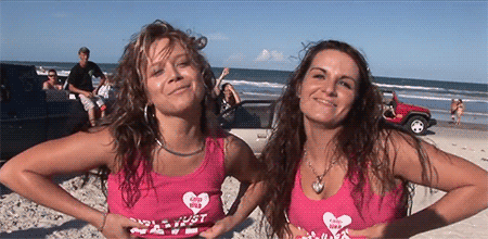 Two Horny Babes Flashin' Their Knockers picture 1 of 1