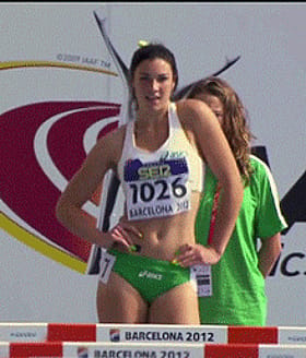 Cute Hurdler Michelle Jenneke Bouncing Before a Race'