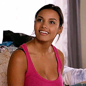 Jessica Lucas showing off those huge fake titties'