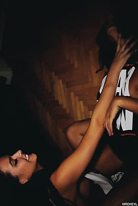 Who's that big titted babe getting frisky?'