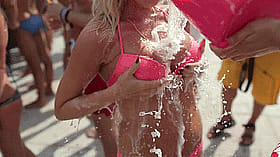 Blonde Beach Babe Gets Wet and Wild at the Party'