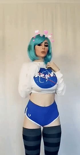 Big Tits Celebrity Shows Off Her Space Suit'