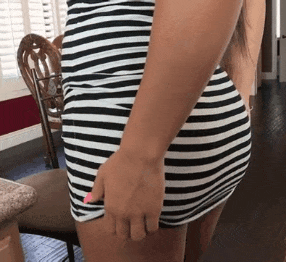 Amateur Ass Exposed in Striped Panties picture 1 of 1