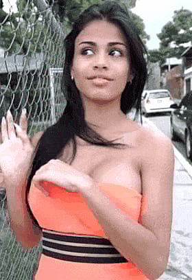 Seductive Latina Tease: Flashing Her Perfect Pair'