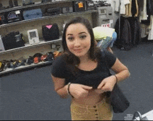 Naughty shop girl flaunts her juicy melons picture 1 of 1