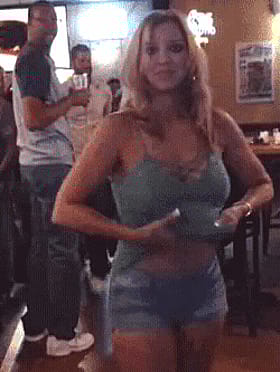 Teasing the boys with her juicy tits'