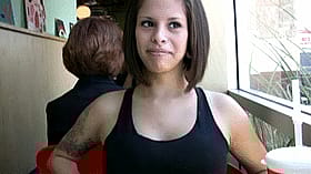 Bouncy Big Tits Flash by Cute Short-Haired Tease'