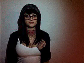 Sexy Emo Hipster Babe Flashes Her Star-Tatted Juggs'