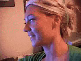 Juicy Blonde Juggs On Display'