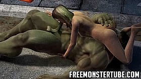 Big Green Monster Pounds Blonde Bombshell'