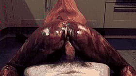 Juicy chocolate booty bending over'
