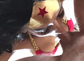 Holy fuck, Wonder Woman taking my dick deep in her mouth like a champ!'