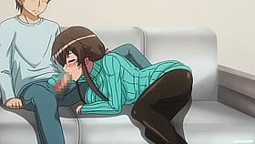 Such a cute clothed blowjob