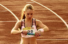 Blonde Celebrity Runner Lily James Gets Sweaty'