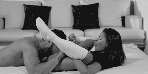 Sock-Clad Brunette Getting Her Pussy Devoured picture 1 of 1