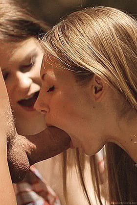 Blonde Teens Double Team That Monster Cock'