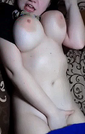 Huge Juggs Jiggling While She Fingers Herself'