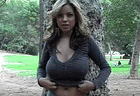 BBW Latina's Bodacious Knockers Get Some Fresh Air'