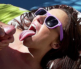 Busty Brunette Gets a Creamy Glaze'