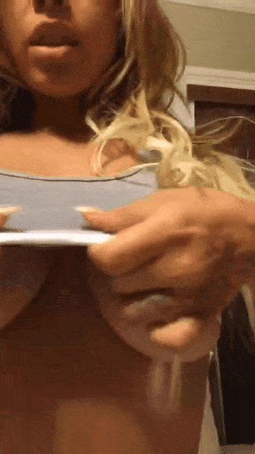 Busty Blonde Babe Jiggles Her Jugs picture 1 of 1