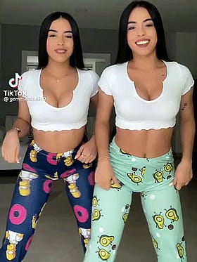 Twin Twerk Tease - Big Tits Bouncing Under Denim'